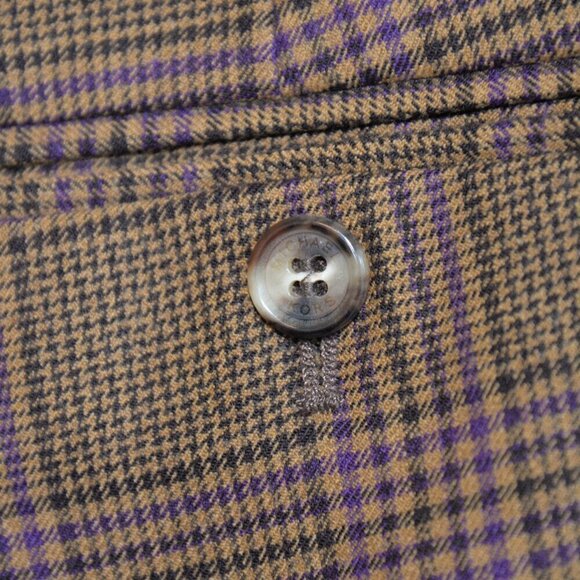 Michael Kors Runway Collection Italian Wool Brown Plaid Straight Leg Pants Sz 4 - Picture 8 of 9